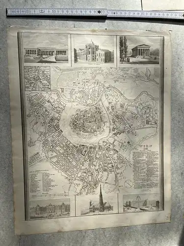 Stahlstich Stadtkarte von Wien aus Meyer's Handatlas 1844 (Original) 42 x 33 cm
