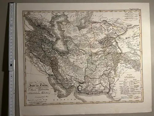 Original Kupferstich - 1825 - Stielers Handatlas Karte 43b - Iran, Turan (Persien, Afghanistan, Biludschistan, Turkestan) (43cm x 32cm)