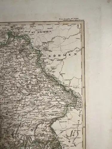 Original Kupferstich - 1835 - Stielers Handatlas Karte 24 - Südwestliches Deutschland, Schweiz, Bayern, Würtemberg, Baden, Hohenzollern (43cm x 32cm)