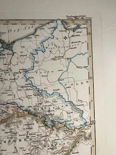 Original Kupferstich - 1837 - Stielers Handatlas Karte 19 - Deutschland, Niederlande und Schweiz (43cm x 32cm)