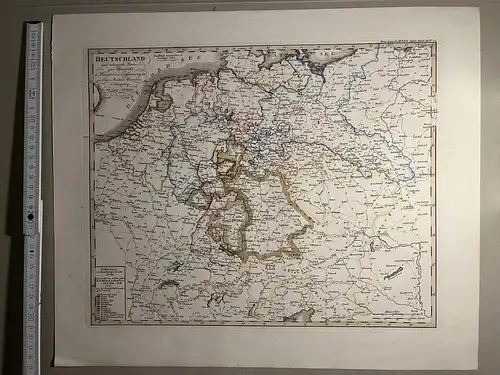 Original Kupferstich - 1835 - Stielers Handatlas Karte 20 - Deutschland und anliegende Länder zur Übersicht d. Hauptstr. und Entfernungen (43cm x 32cm)