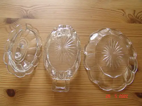 Art Deco Deckelschale Unterteller Glas Marmelade Konfitüre - 30er Jahre