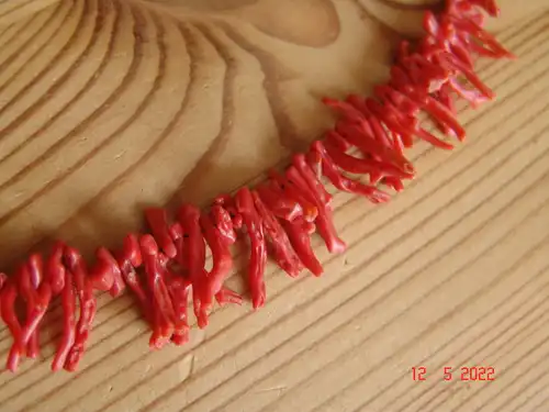  Rote Korallenkette Kollier Stabkoralle Astkoralle - Antik - 46 cm
