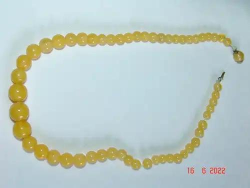 Art Deco Glasperlenkette gelb - 30er Jahre - 41 cm