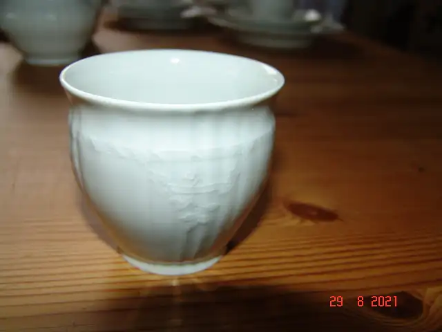 KPM Rocaille weiß Kaffeeservice 21 Teile Schleifstrich - NEUWERTIG 6