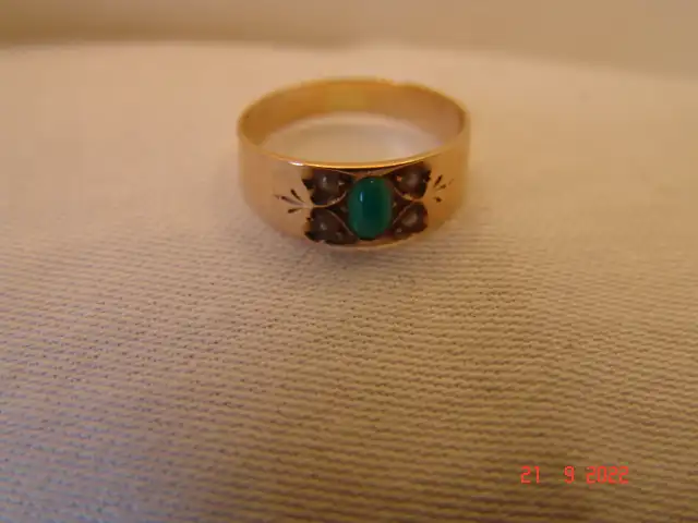 Antiker Freundschaftsring Türkis Perlen 14 Karat Rotgold- Gr.54 8