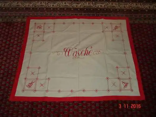 Altes Wäschetuch, Abdecktuch f. Wäschekorb - um 1920 - Handarbeit