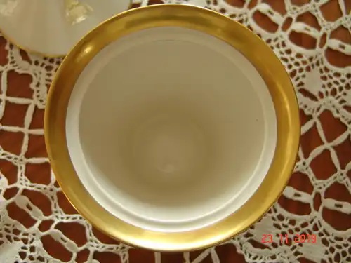 Lindner Kueps Bavaria Porzellan Deckeldose Bonboniere - echt Gold