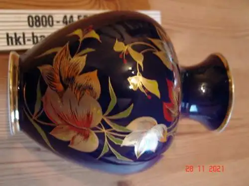 ROYAL BAVARIA KPM VASE Echt Kobalt - Handarbeit