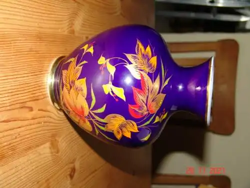 ROYAL BAVARIA KPM VASE Echt Kobalt - Handarbeit