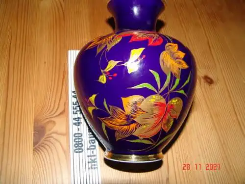 ROYAL BAVARIA KPM VASE Echt Kobalt - Handarbeit