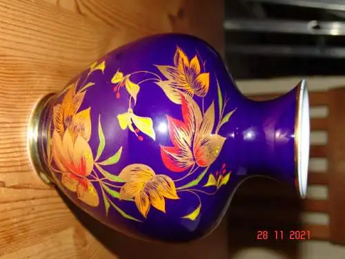 ROYAL BAVARIA KPM VASE Echt Kobalt - Handarbeit