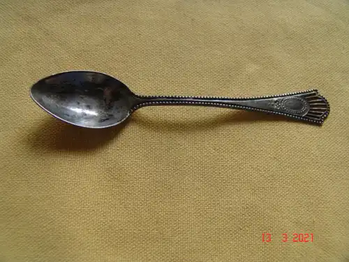 Reiner Jugendstil Mokkalöffel kleiner Löffel Durchbrucharbeit Perlrand