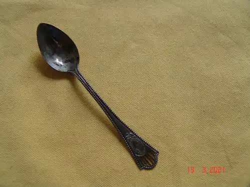 Reiner Jugendstil Mokkalöffel kleiner Löffel Durchbrucharbeit Perlrand