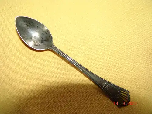 Reiner Jugendstil Mokkalöffel kleiner Löffel Durchbrucharbeit Perlrand