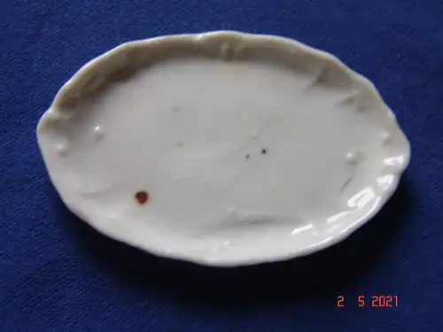 Puppengeschirr Bratenplatte Aufschnittplatte oval Porzellan weiß