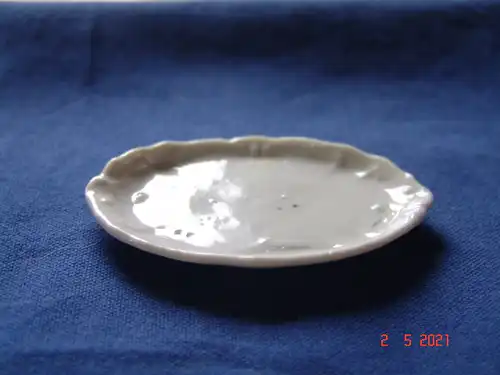 Puppengeschirr Bratenplatte Aufschnittplatte oval Porzellan weiß