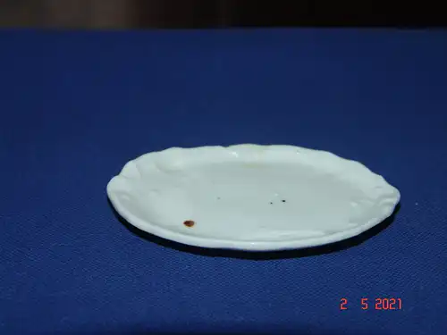 Puppengeschirr Bratenplatte Aufschnittplatte oval Porzellan weiß