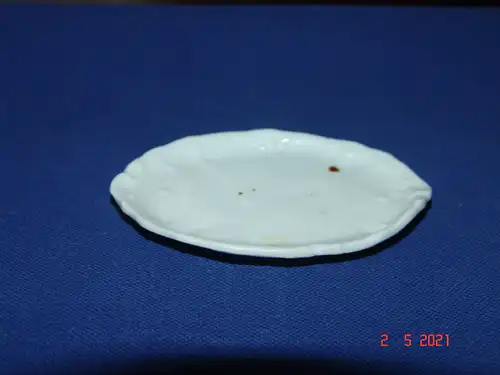 Puppengeschirr Bratenplatte Aufschnittplatte oval Porzellan weiß