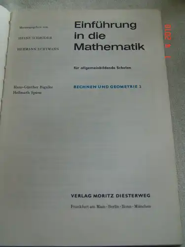 Heinz Schröder & Hermann Uchtmann: Einführung in die Mathematik 2. 