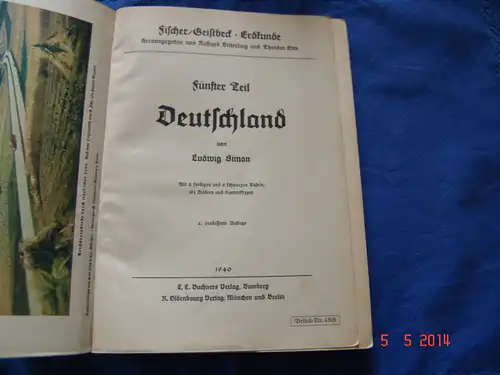 Ludwig Simon: Erdkunde 5. Teil - Deutschland - 1940. 