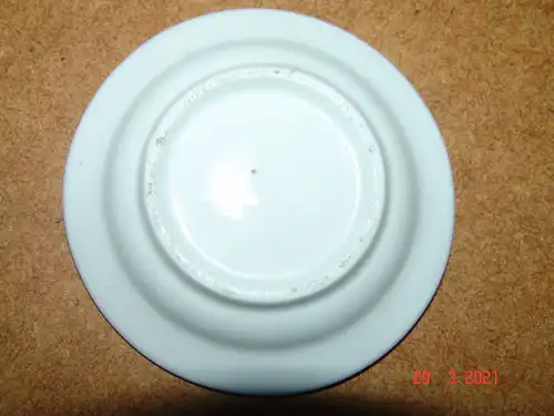 Puppengeschirr - 1 großer Teller Porzellan weiß Goldrand