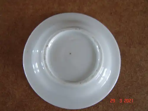 Puppengeschirr - 1 großer Teller Porzellan weiß Goldrand