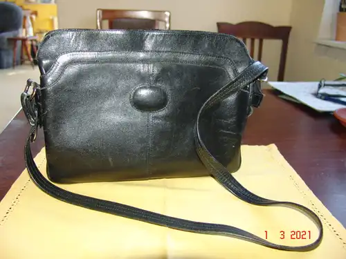 Sybilla Damen Handtasche Leder Lederhandtasche schwarz - VINTAGE