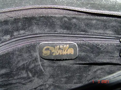 Sybilla Damen Handtasche Leder Lederhandtasche schwarz - VINTAGE