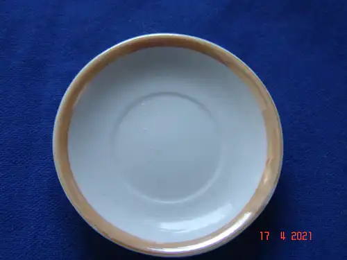 Puppengeschirr Teller Porzellan weiß irisierender Rand