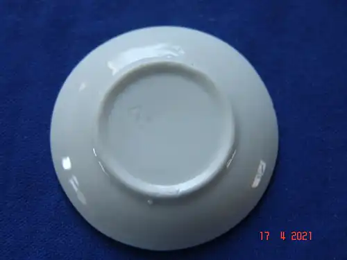 Puppengeschirr Teller Porzellan weiß irisierender Rand