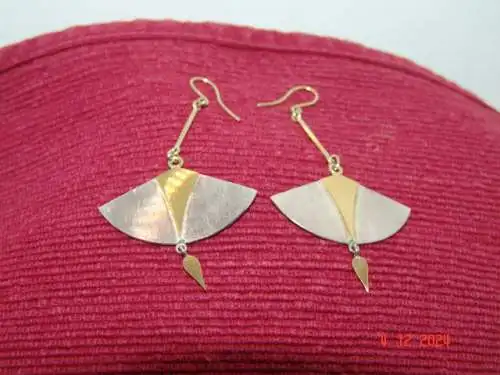 Designer Ohrhänger Ohrringe 925er Silber Akzente in 585er Gold - Unikat