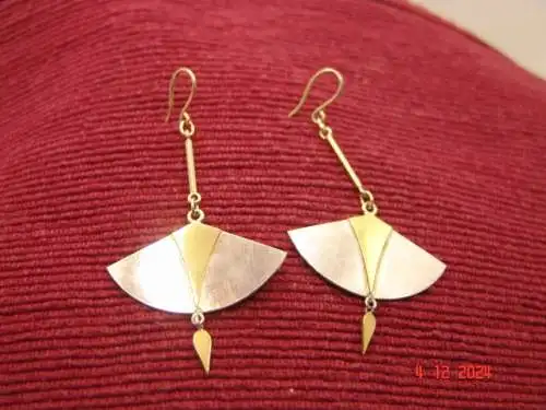 Designer Ohrhänger Ohrringe 925er Silber Akzente in 585er Gold - Unikat