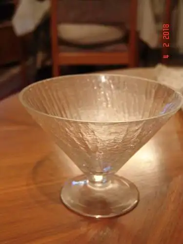 Glasschale Krakelee-Glas mit Fuß