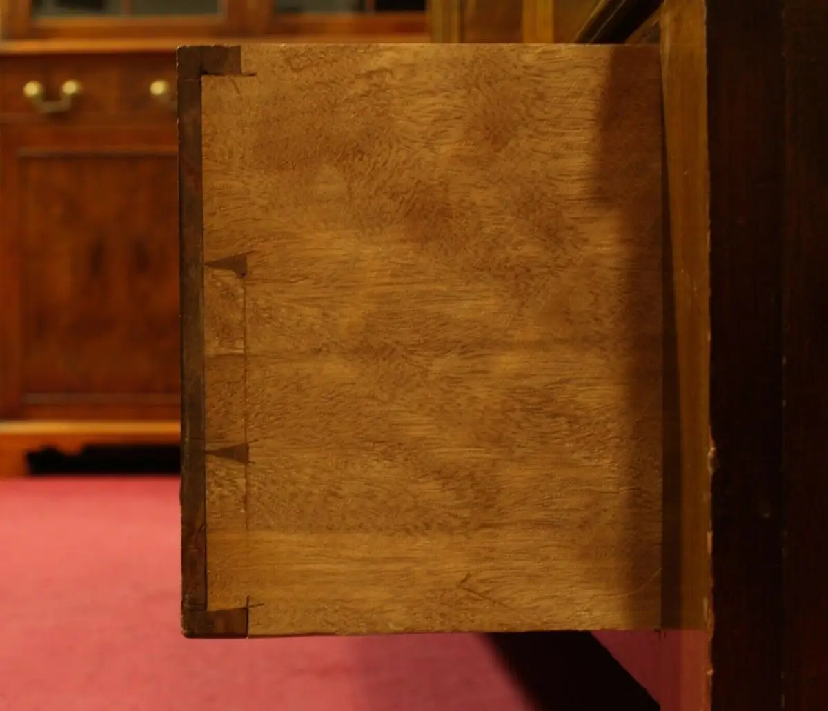 Englische Möbel Antik Schrank Dielenschrank Mahagoni Intarsie Spiegel Schubfach 6