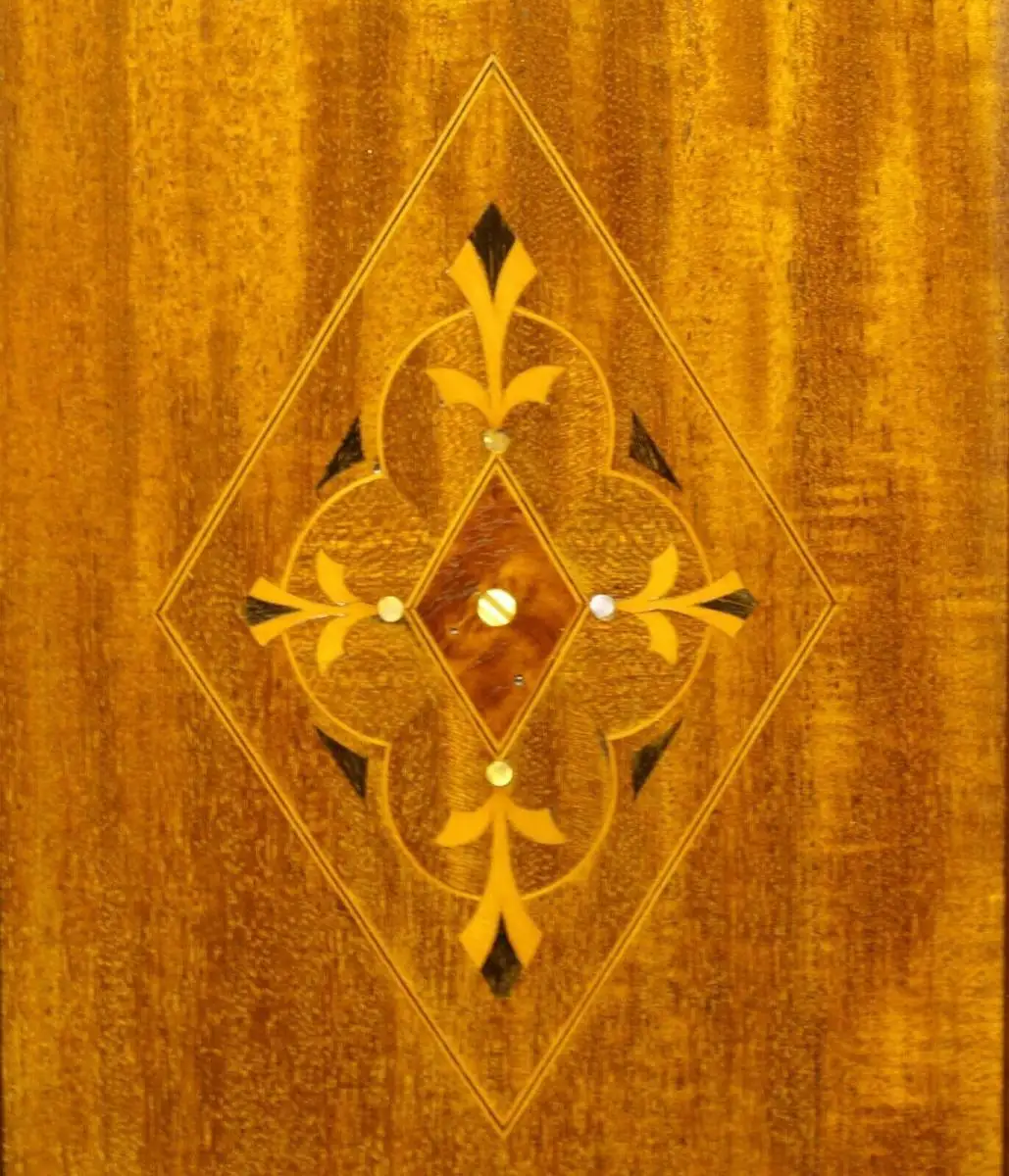 Englische Möbel Antik Schrank Dielenschrank Mahagoni Intarsie Spiegel Schubfach 7