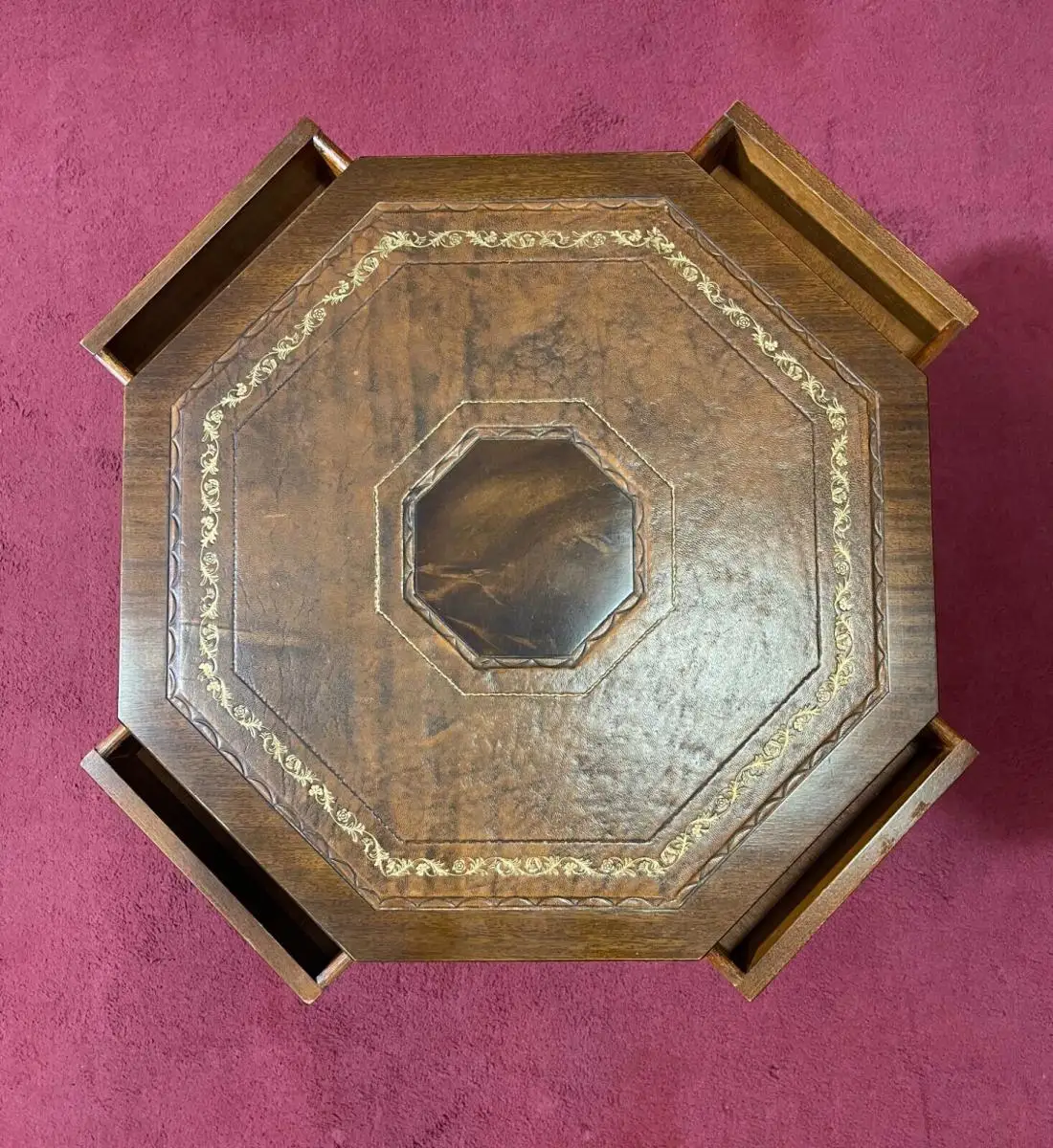 Englische Möbel Regency Tisch Trommeltisch Beistelltisch Mahagoni Antik Leder UK 4