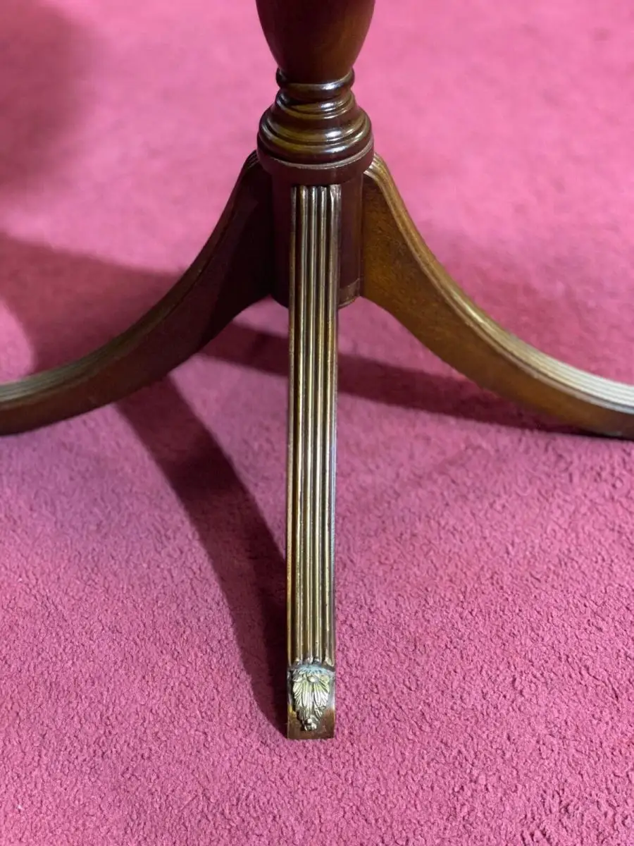 Englische Möbel Regency Tisch Trommeltisch Beistelltisch Mahagoni Antik Leder UK 6