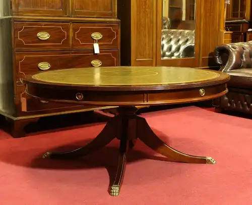 Englische Möbel Stilmöbel Couchtisch Wohnzimmertisch Herrenzimmer Mahagoni Leder