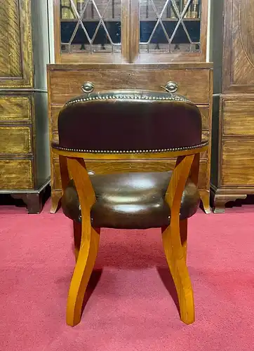 Englische Möbel Chesterfield Stuhl Esszimmer Schreibtisch Antik Leder m Armlehne