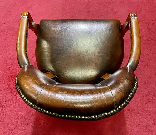 Englische Möbel Chesterfield Stuhl Esszimmer Schreibtisch Antik Leder m Armlehne