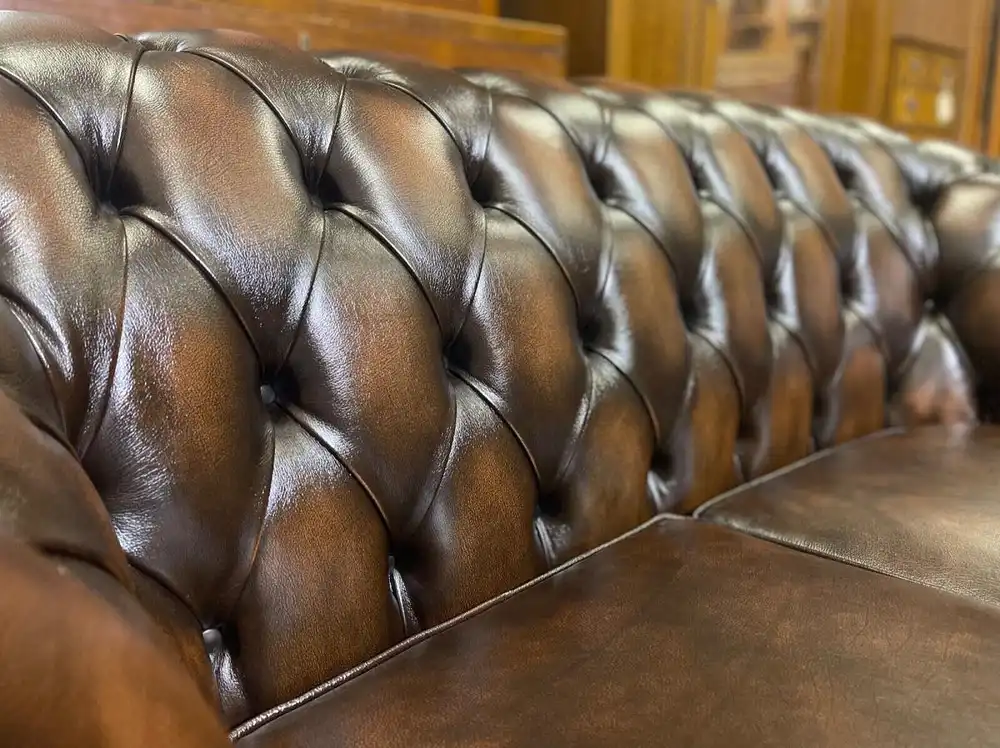 NEU Englische Möbel Chesterfield Sofa 2-Sitzer Antik Leder Büro Herrenzimmer UK 2