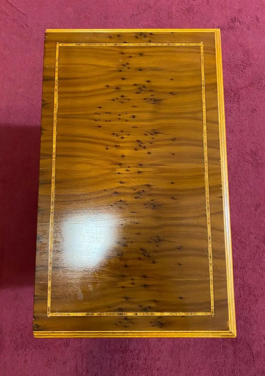 Englische Möbel Stil Regency Kommode Eibe 4 Schubfächer Intarsie Made in England 5