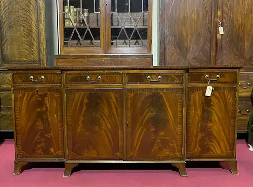 Englische Möbel Stilmöbel Regency Mahagoni Sideboard Anrichte Breakfront 4-türig