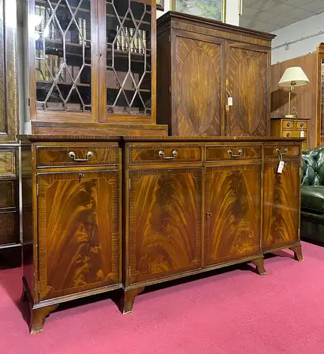 Englische Möbel Stilmöbel Regency Mahagoni Sideboard Anrichte Breakfront 4-türig