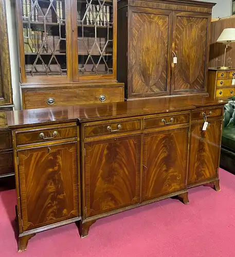 Englische Möbel Stilmöbel Regency Mahagoni Sideboard Anrichte Breakfront 4-türig