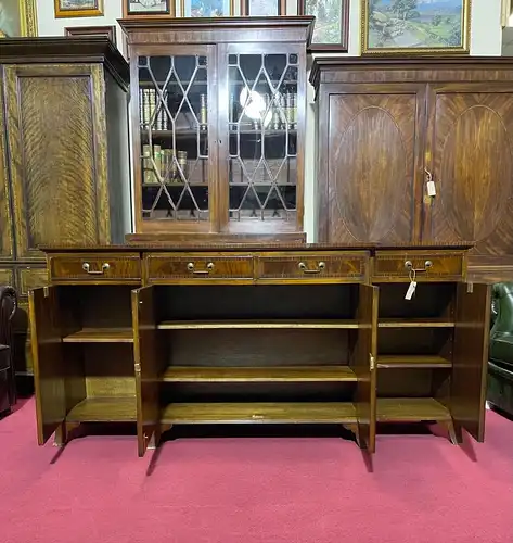 Englische Möbel Stilmöbel Regency Mahagoni Sideboard Anrichte Breakfront 4-türig