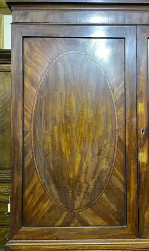 Englische Möbel Antik Kleiderschrank Diele Gentlemans Wardrobe Mahagoni Intarsie