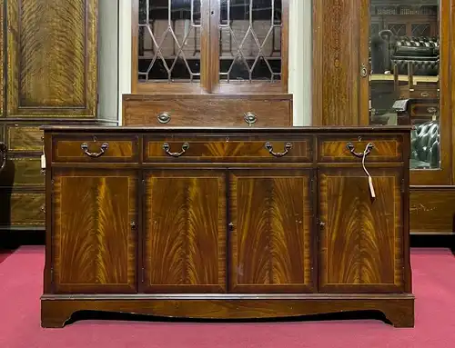 Englische Möbel Wohnzimmer Stil Mahagoni Sideboard Anrichte 4 Türen 3 Schubfach