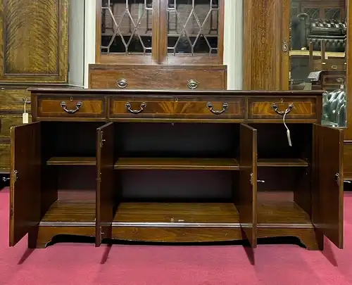 Englische Möbel Wohnzimmer Stil Mahagoni Sideboard Anrichte 4 Türen 3 Schubfach